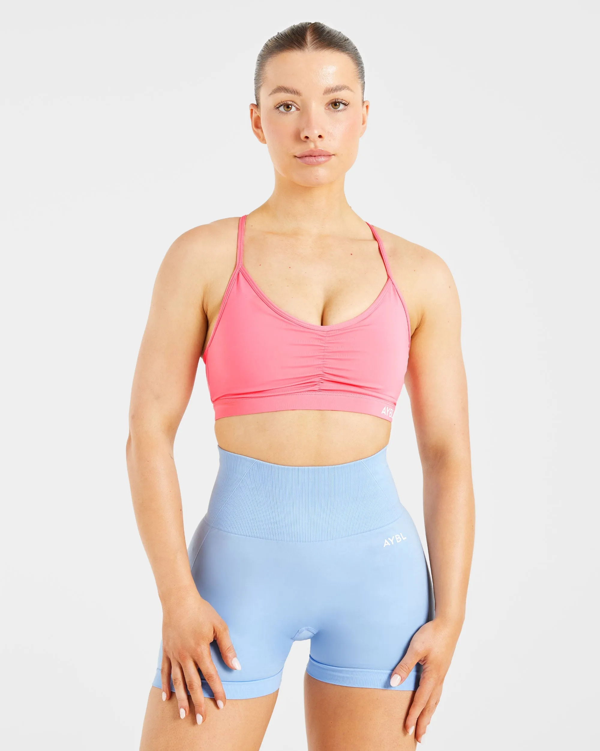 Supportive seams Essential Ruched Sports Bra - Coral Pink