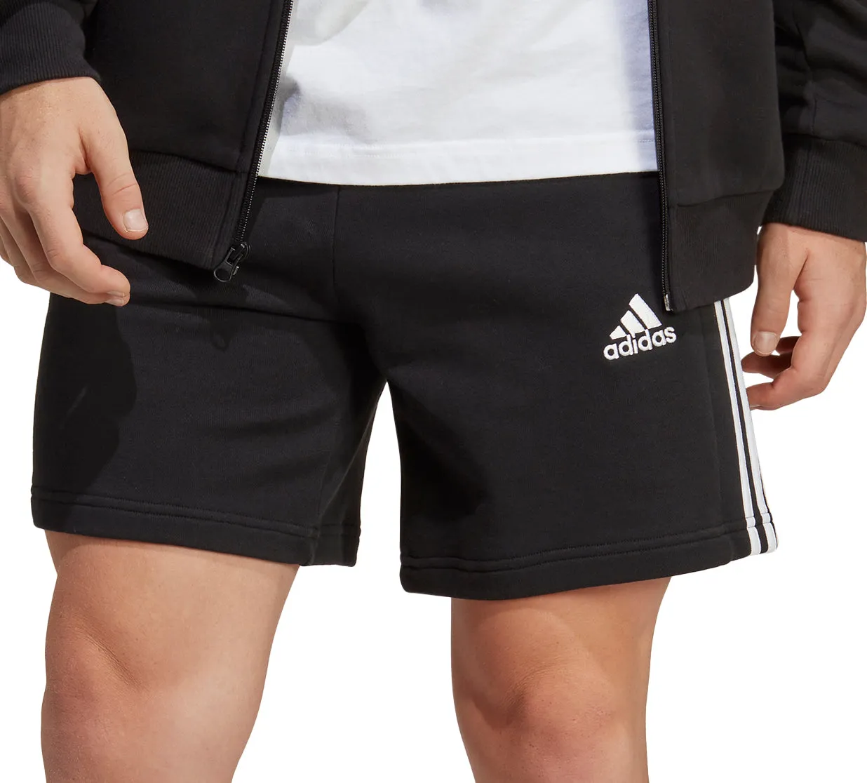 sweater Durable Material adidas Essentials 3 Stripes Mens Shorts - Black