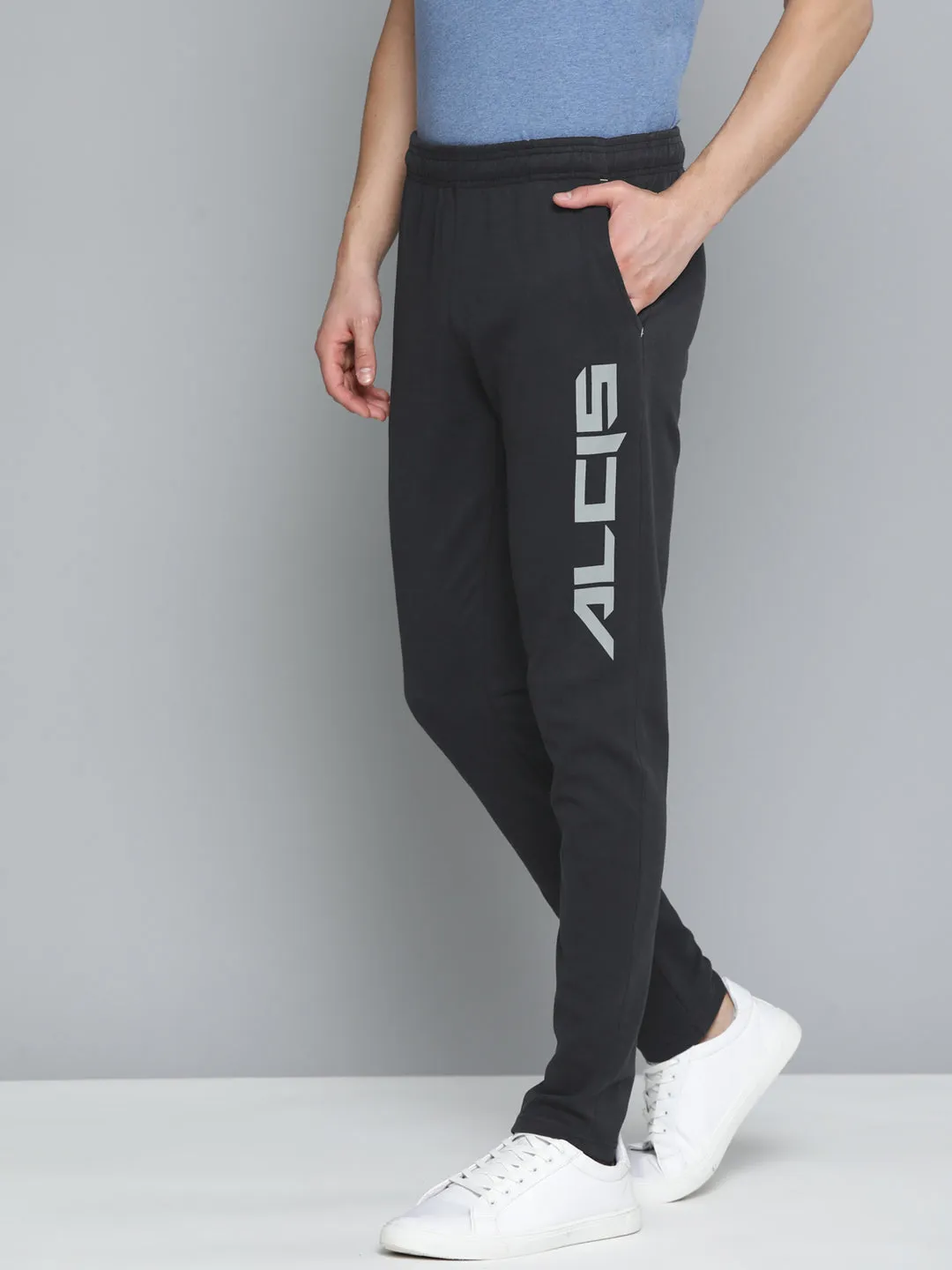 Alcis Men Black Slim Fit Track Pants Travel Friendly Temperature Regulating