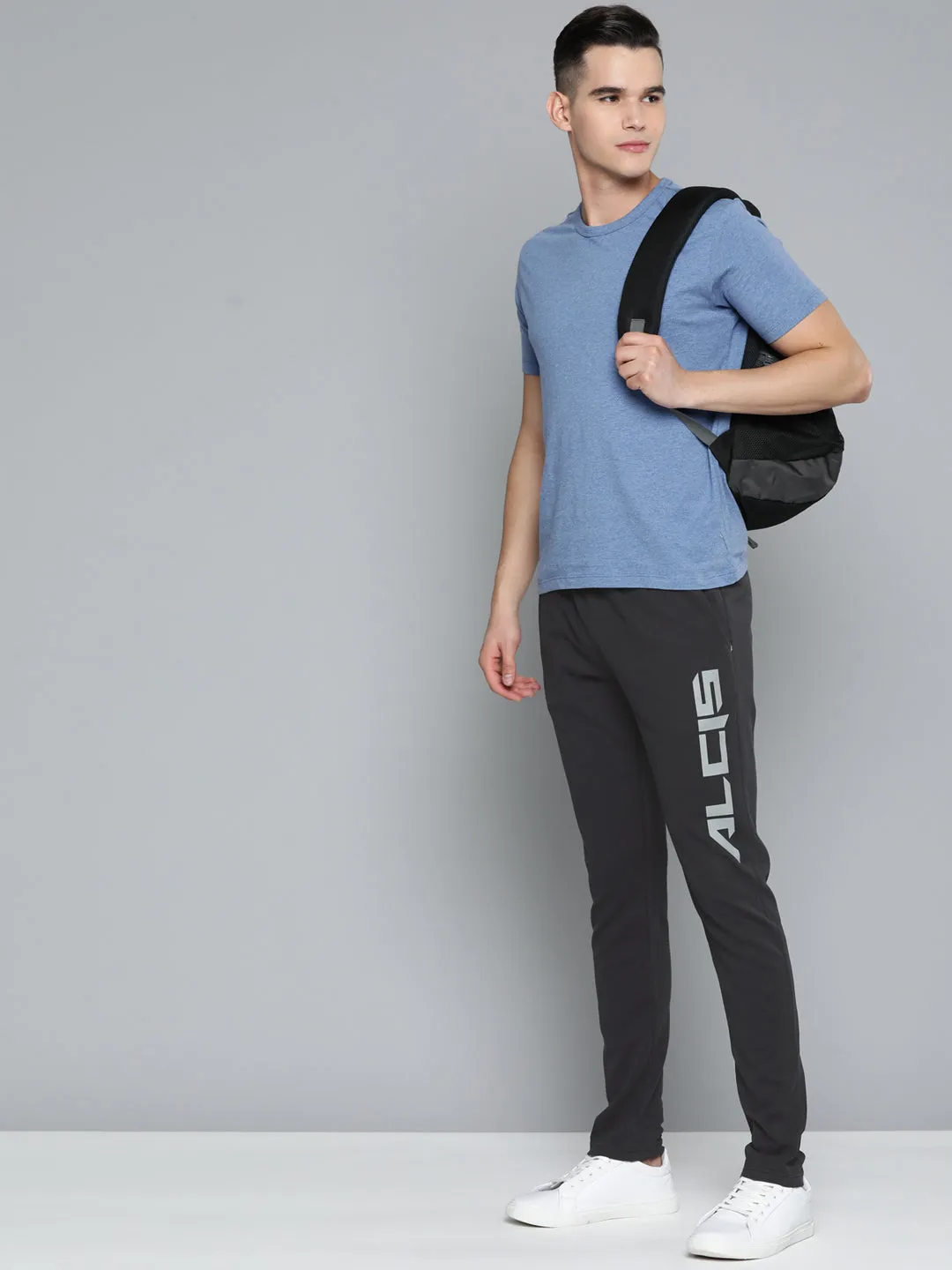 Alcis Men Black Slim Fit Track Pants Bi Stretch Fabric