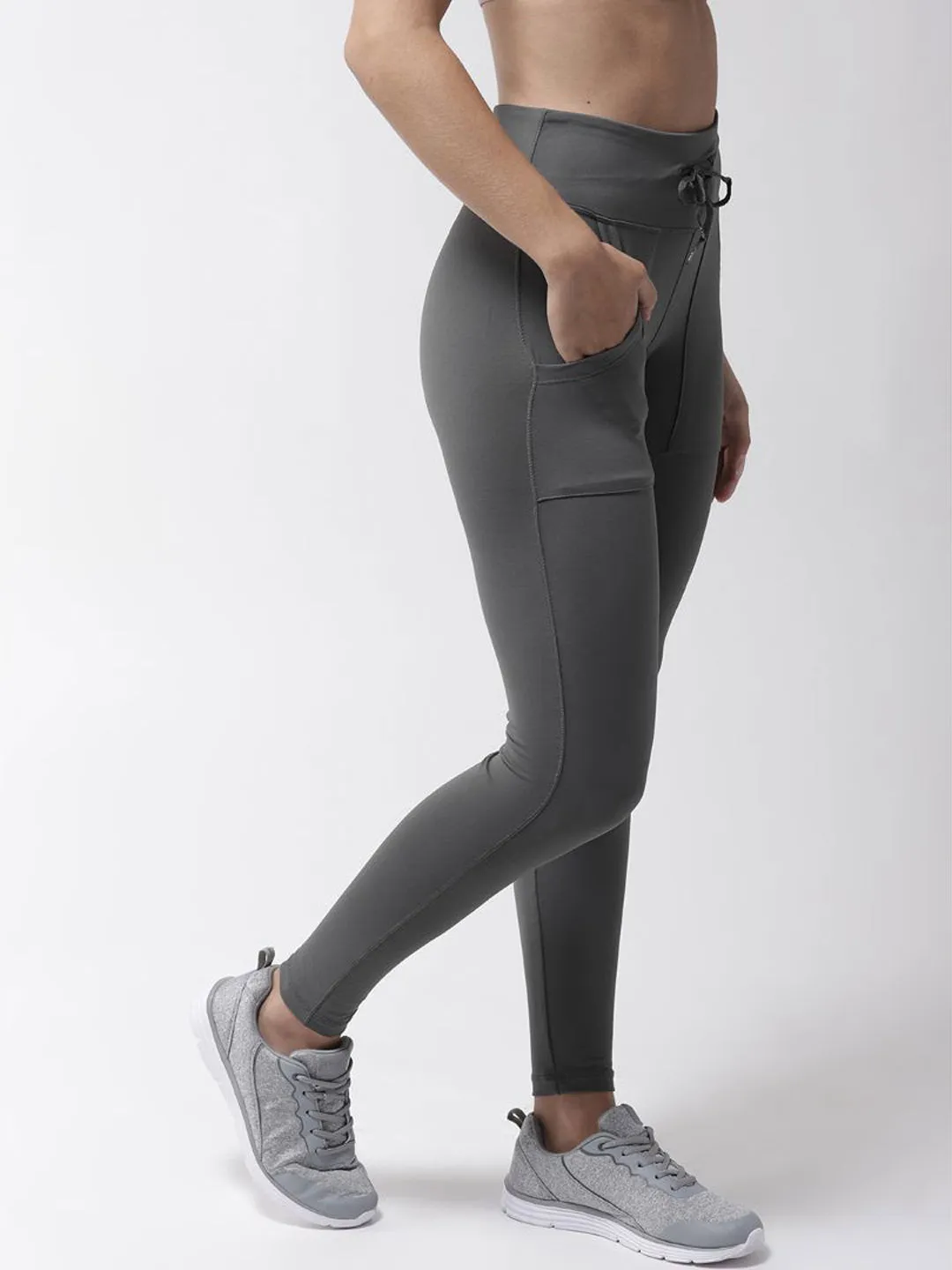 Alcis Women Grey Solid Tights Gusset Crotch Design