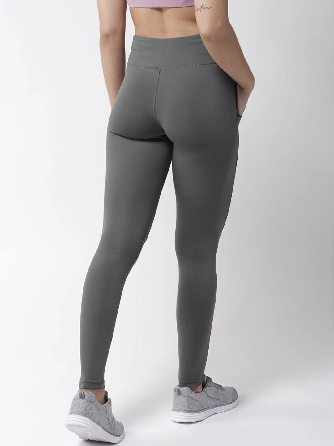 Alcis Women Grey Solid Tights Machine wash