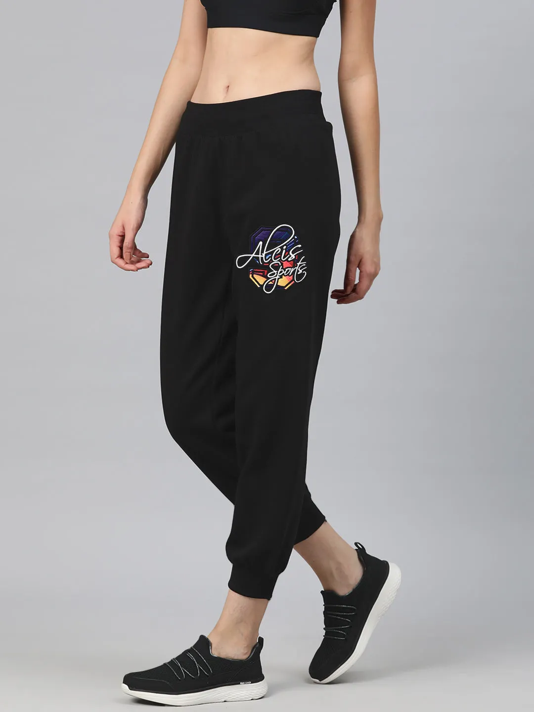 Alcis Women Typography Embroidered Sports Track Pants All Day Comfort
