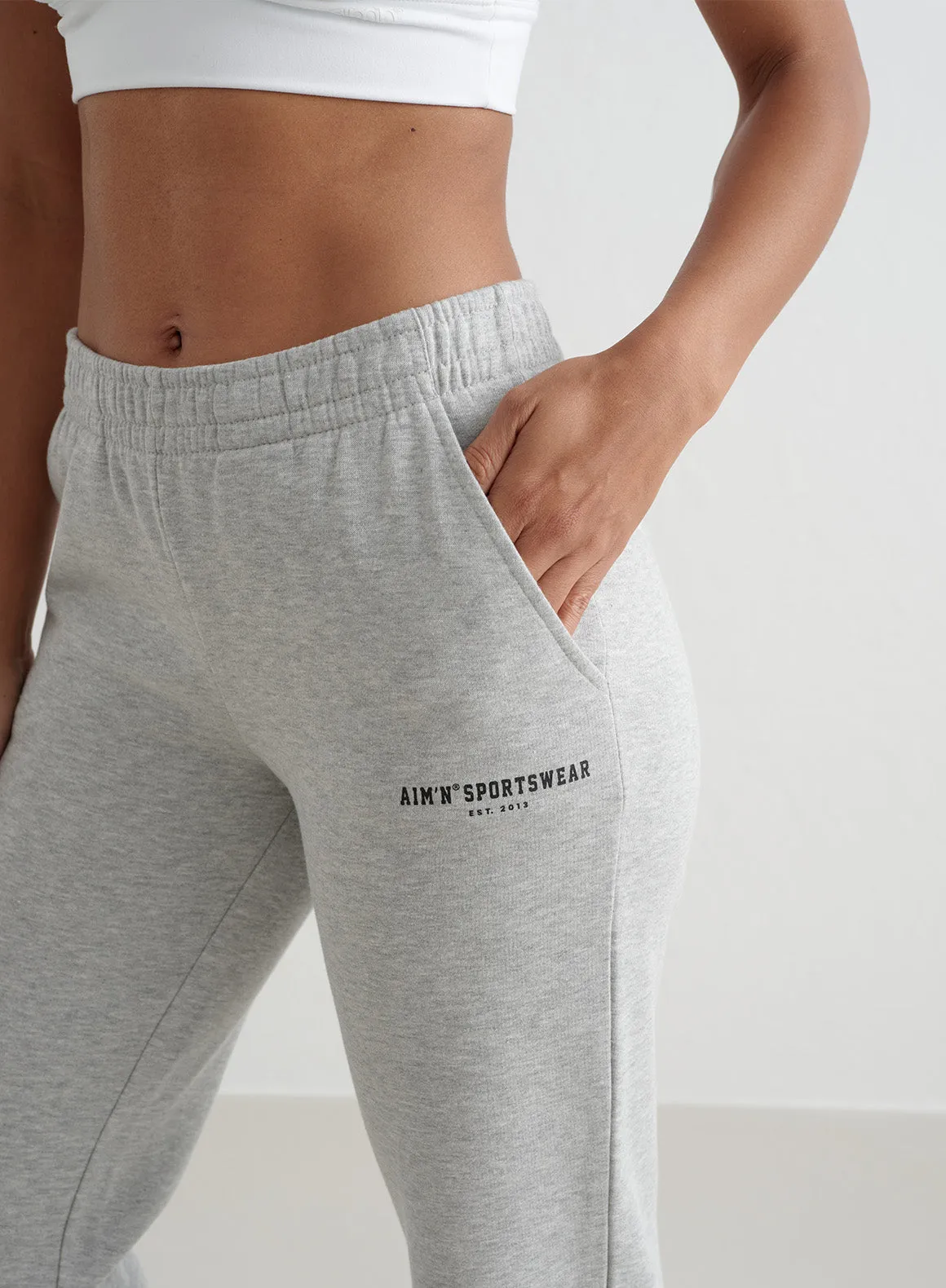 Grey Melange Varsity Classic Sweatpants Quick-Dry Material