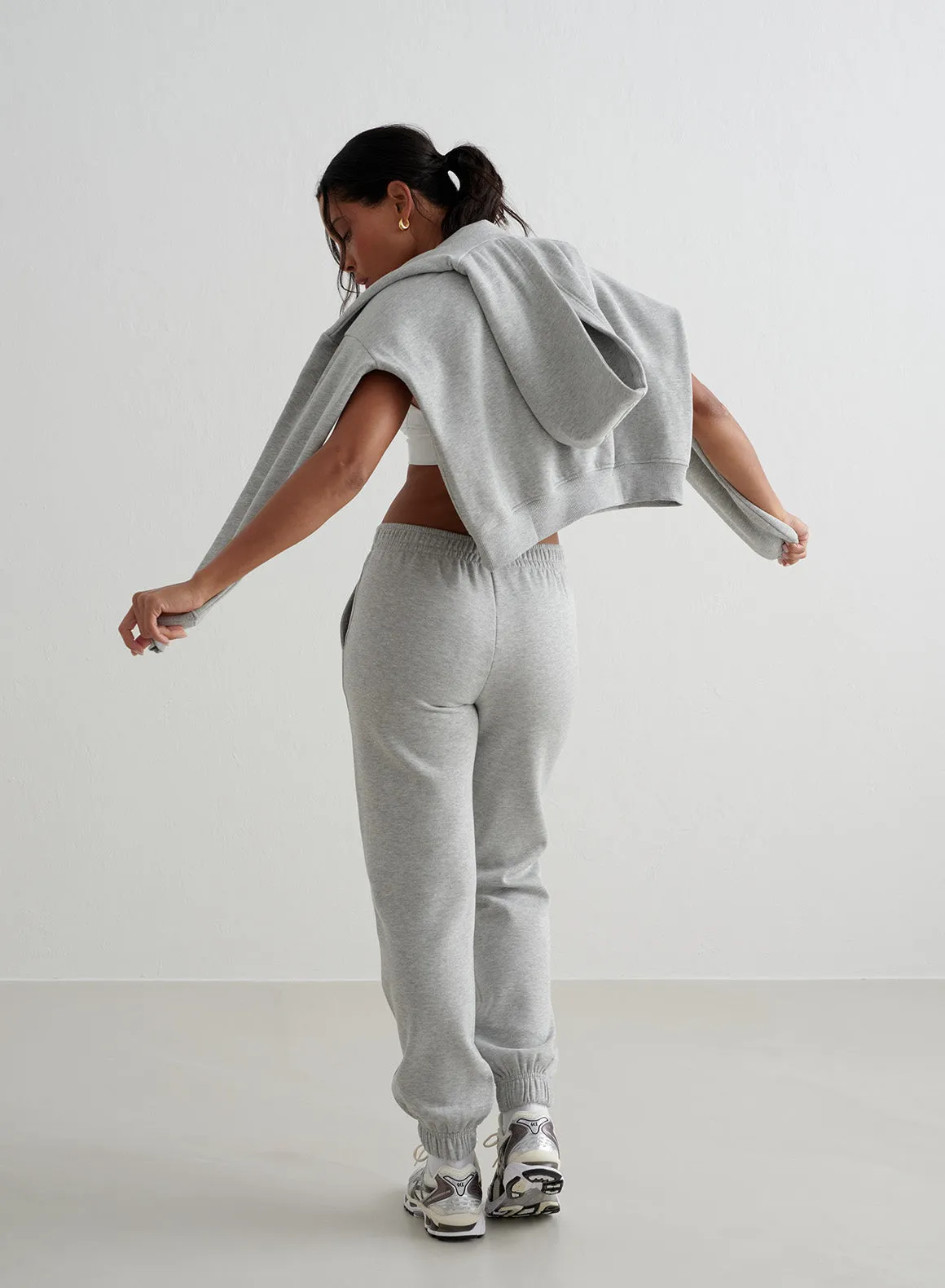 Double Layered Hem Elasticized Cuffs Grey Melange Varsity Classic Sweatpants