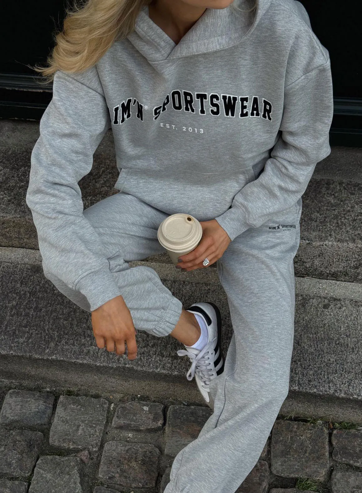 Wrinkle-Resistant Everyday Style Grey Melange Varsity Classic Sweatpants