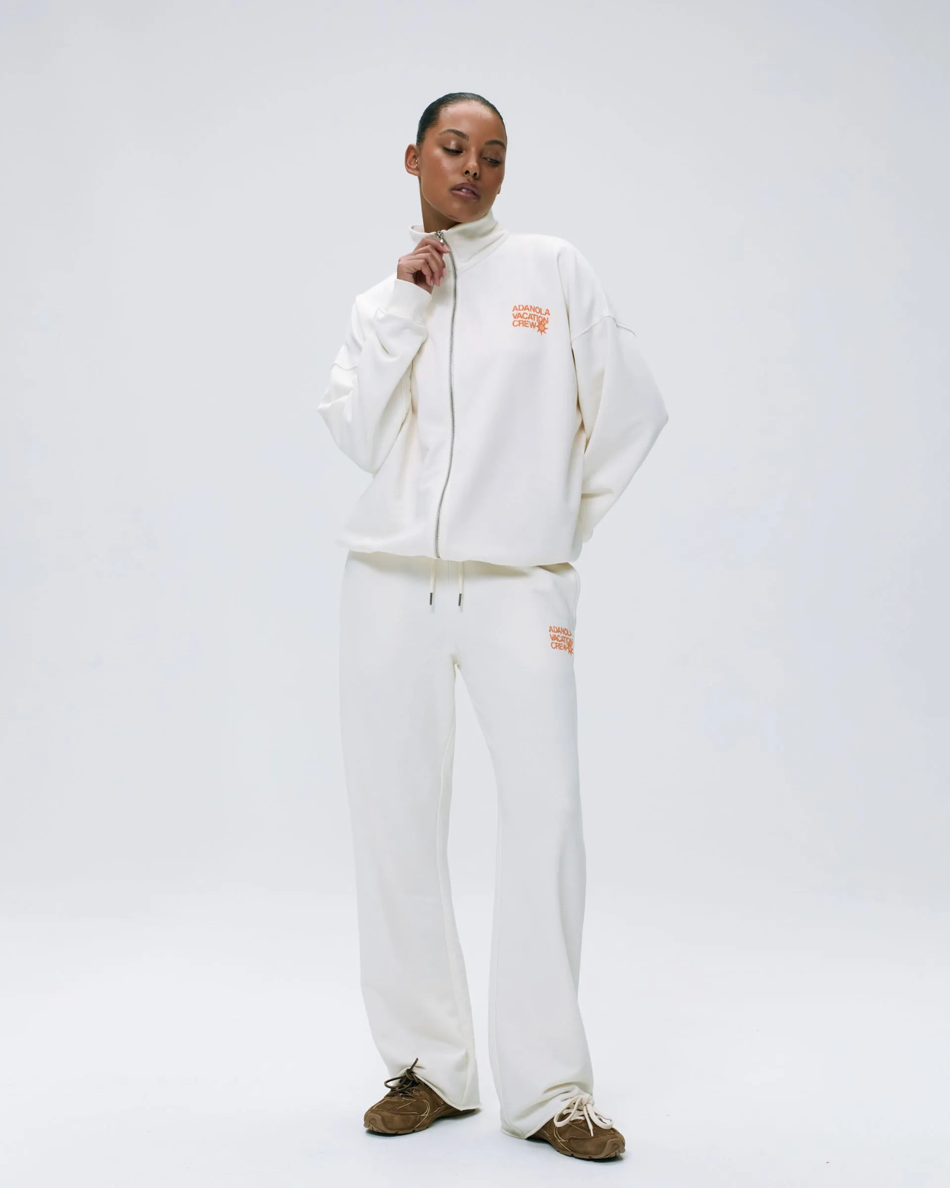 Vacation Raw Hem Straight Leg Sweatpants - Marshmallow White/Mango Orange Stain Release Finish