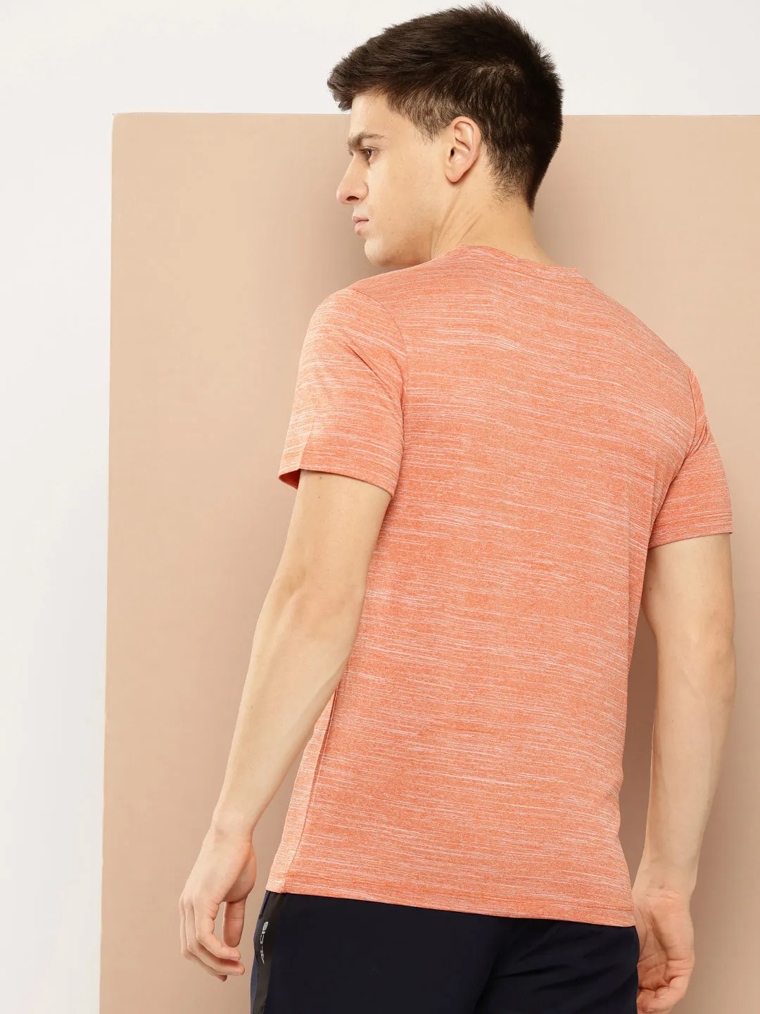Alcis Men Orange Typography Printed Anti Static Slim Fit Sports T-shirt EcoFriendlyDye Fall Core