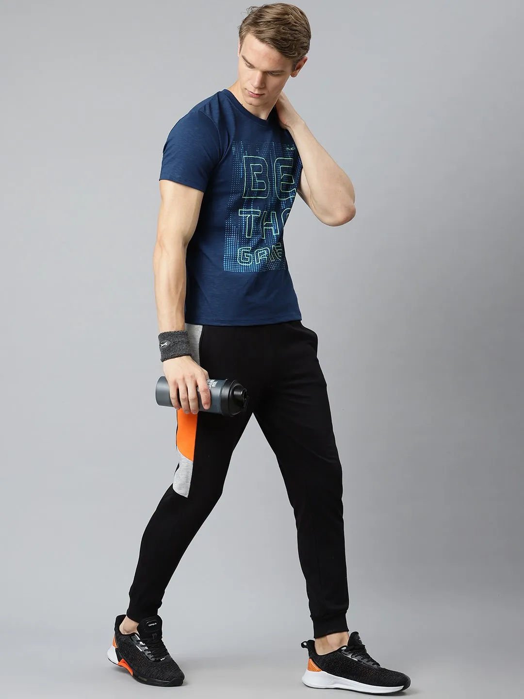 EcoFriendlyDye Alcis Men Navy Blue Typography Printed T-shirt