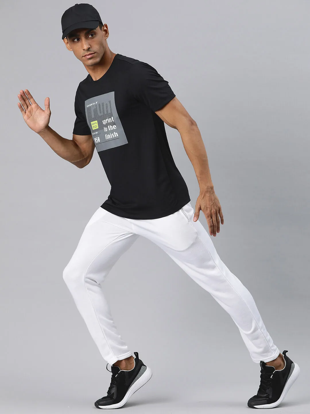 Alcis Men Black Printed Dry Tech Slim Fit T-shirt Urban Pulse