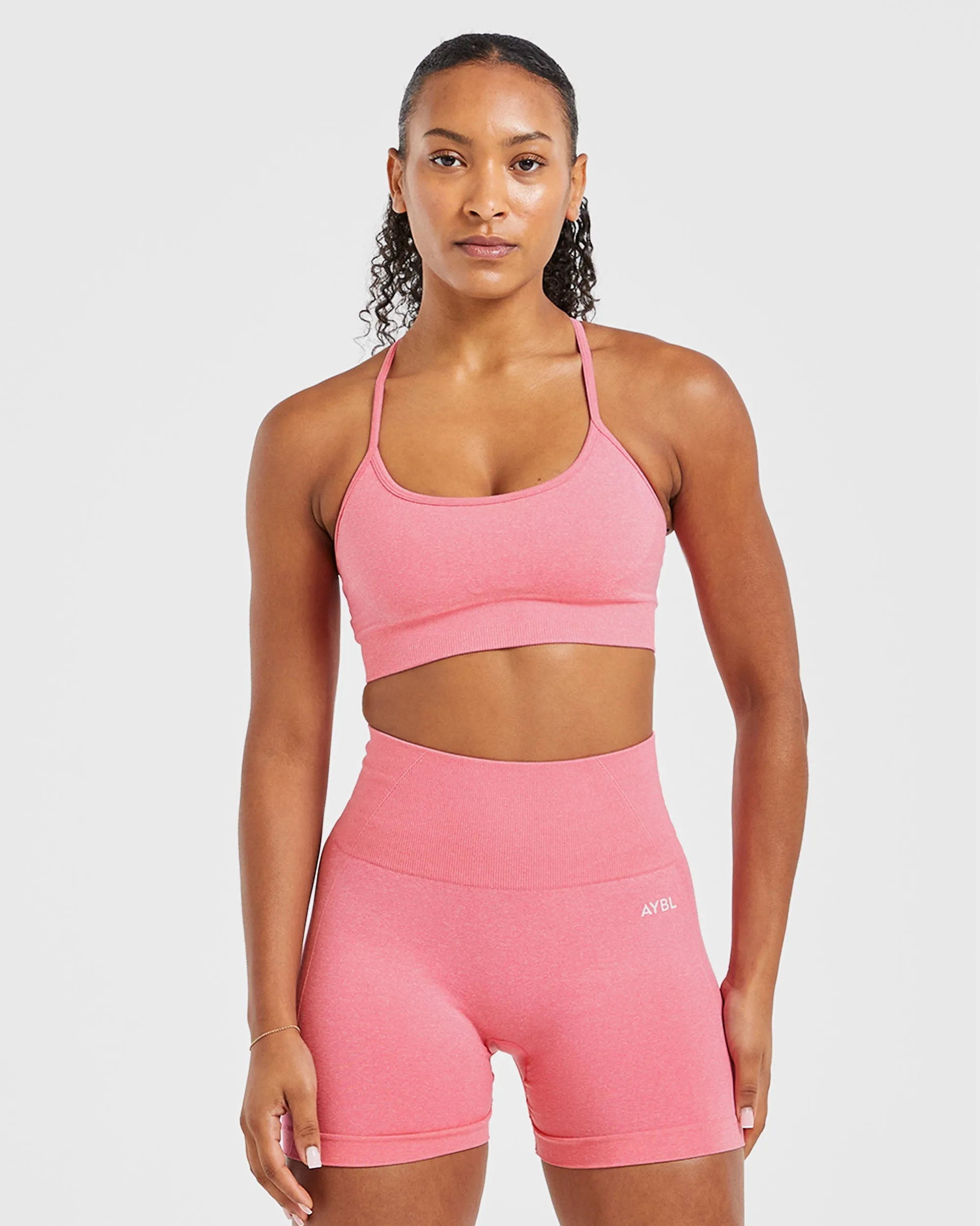 Nylon Fabric Empower Seamless Sports Bra - Pink Marl