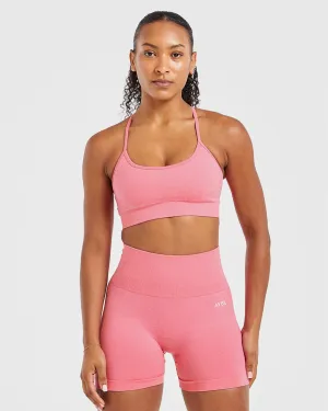Nylon Fabric Empower Seamless Sports Bra - Pink Marl