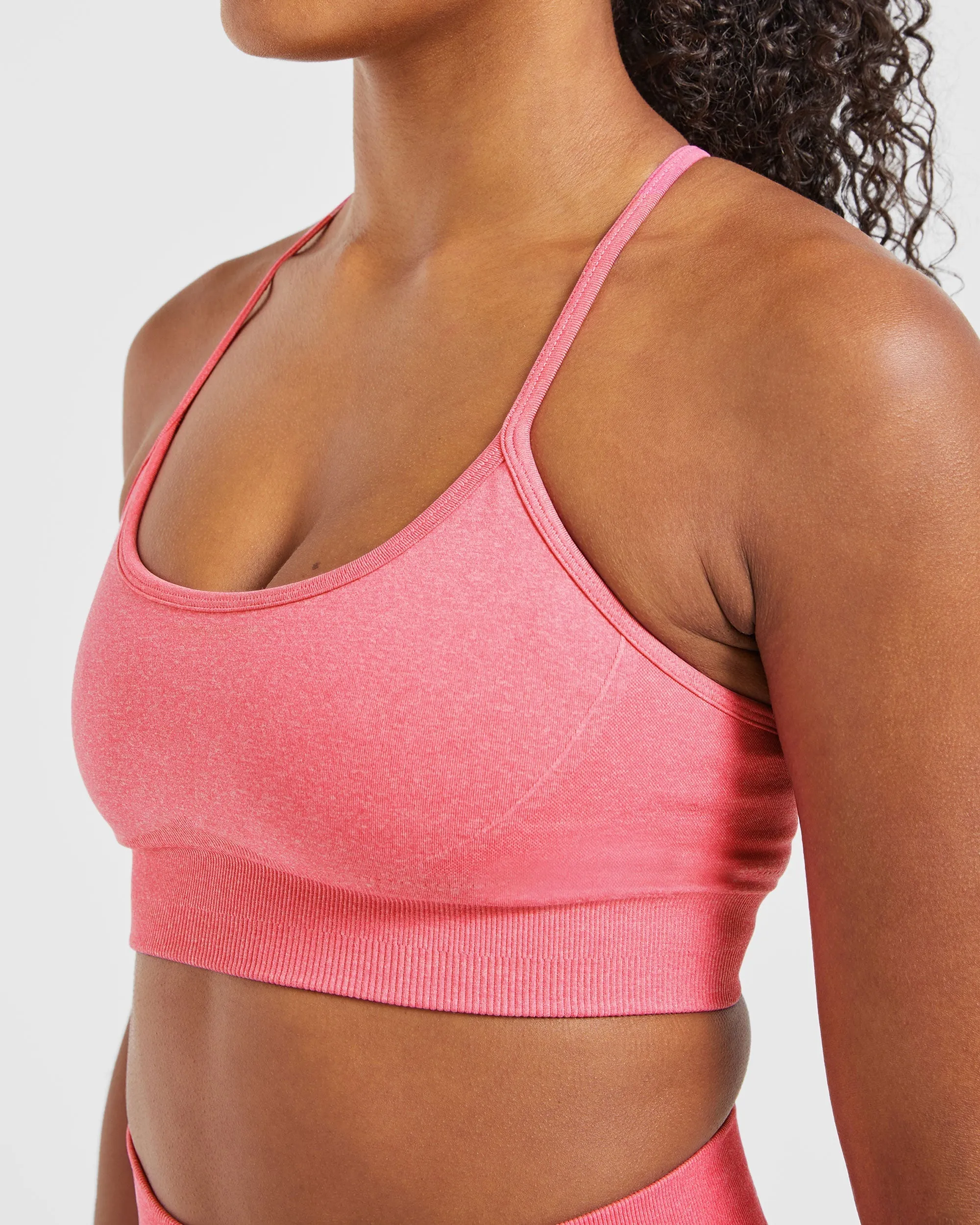 Layered Coverage Design Adjustable Fabric Empower Seamless Sports Bra - Pink Marl