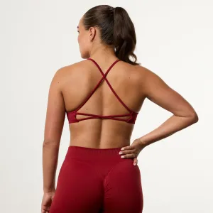Thin straps seams Embellished Vanquish Elevate V2 Scarlet Red Seamless Cross Back Minimal Bra