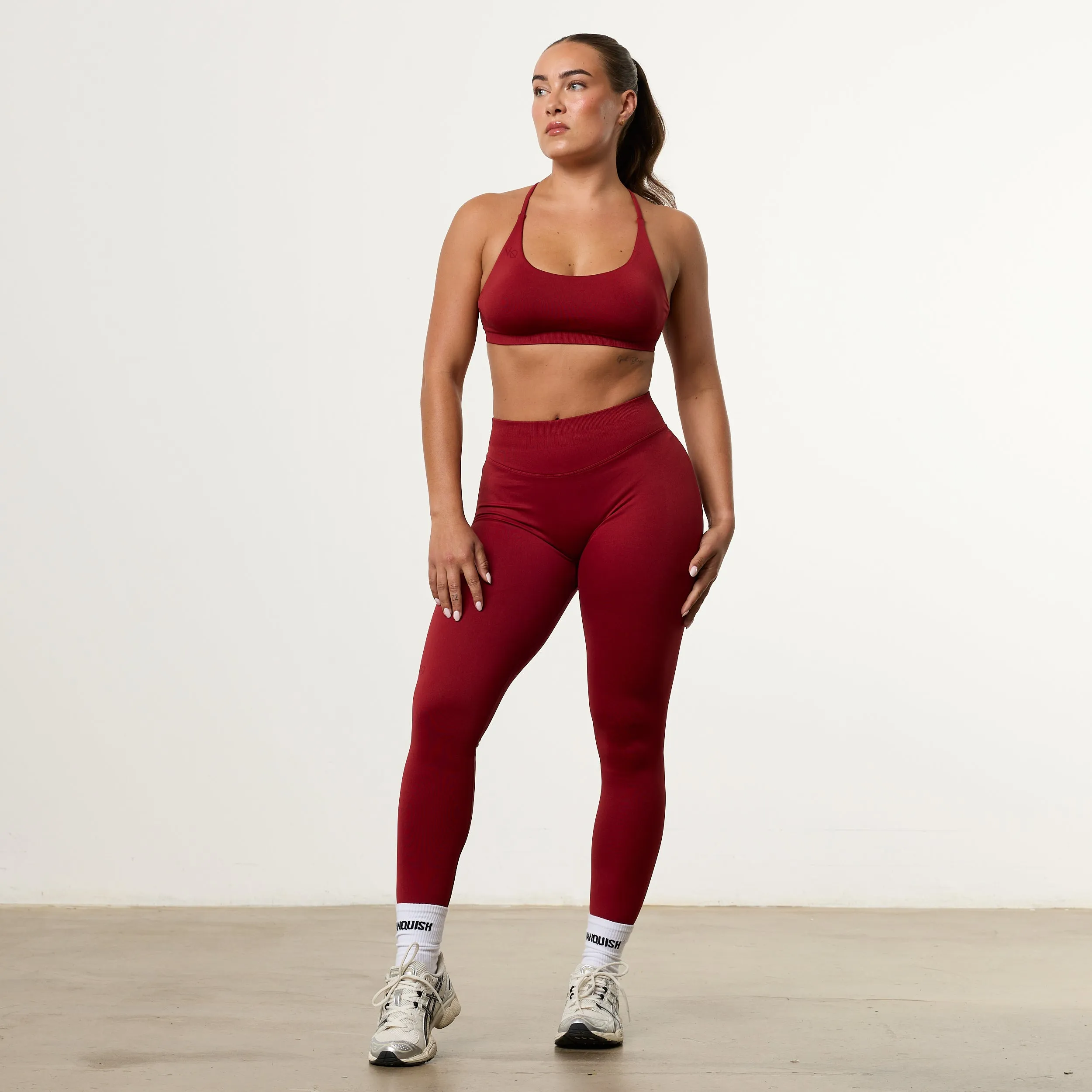 Vanquish Elevate V2 Scarlet Red Seamless Cross Back Minimal Bra Breathable Cotton Thin Straps