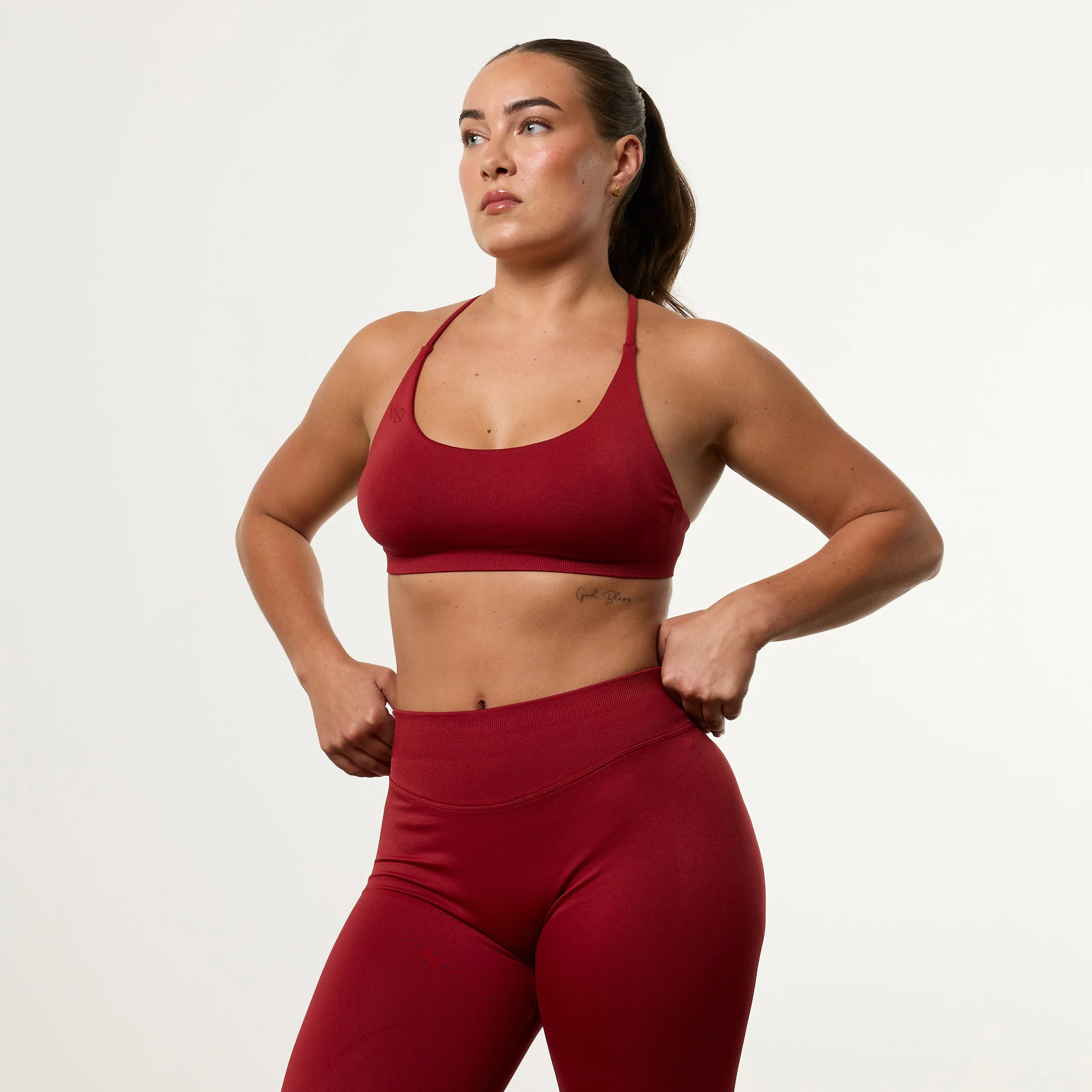 Soft Padding Vanquish Elevate V2 Scarlet Red Seamless Cross Back Minimal Bra