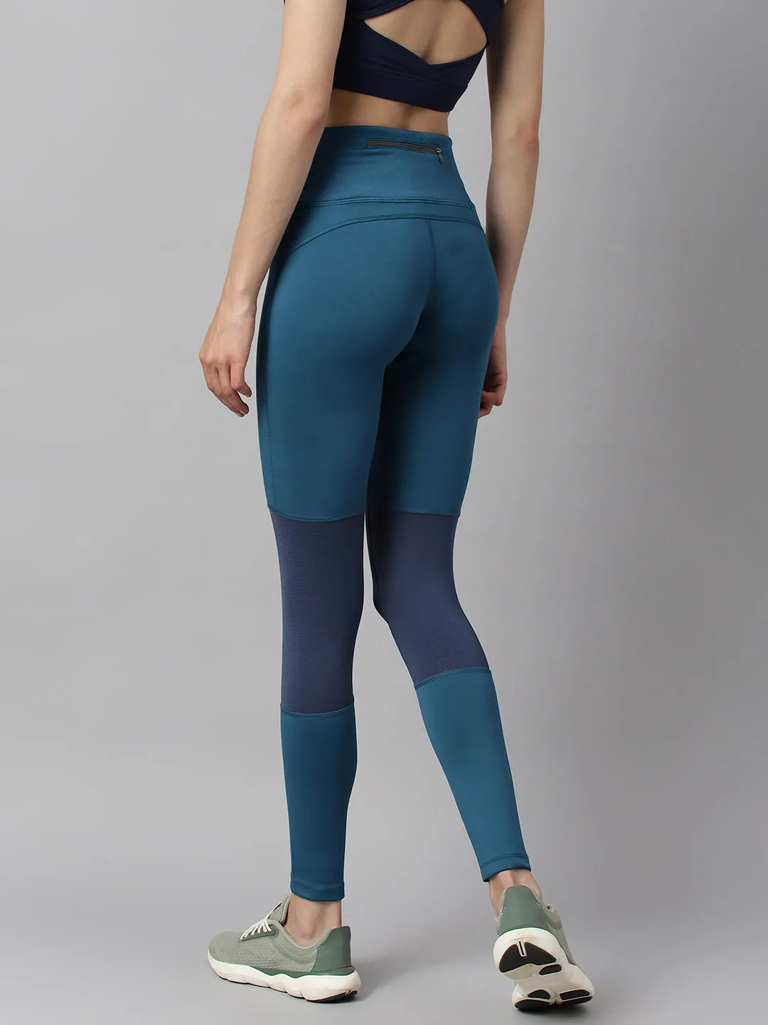 Fashion Wear Pilates Session Soft Touch Alcis Women Navy Colour blocked Anti-Static Slim-Fit Full-Length Sports Tights