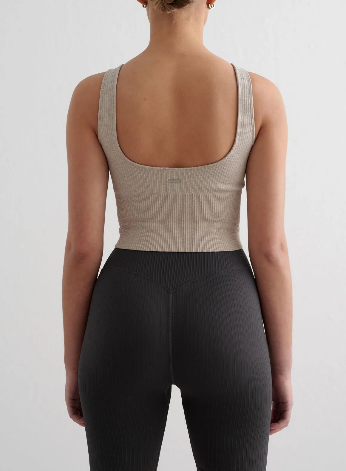 Beige Melange Ribbed Seamless Shaping Bralette spherical