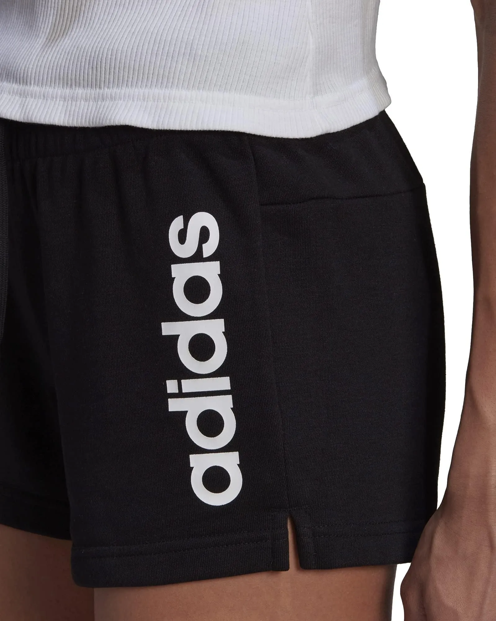 Belt loops adidas Essentials Slim Logo Womens Training Shorts - Black