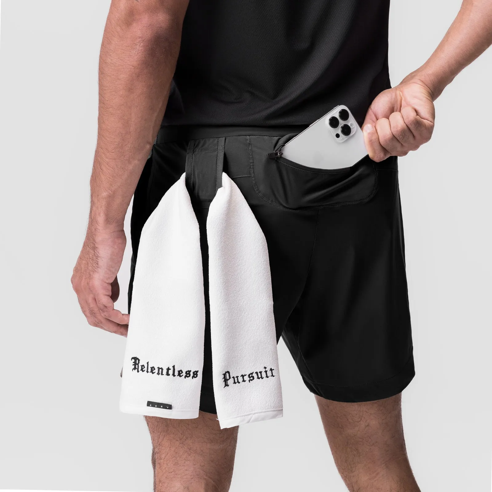 Mood Wear Wrinkle Resistant Finish 0823. Tetra-Lite? 7" Linerless Short - Black "Bracket"