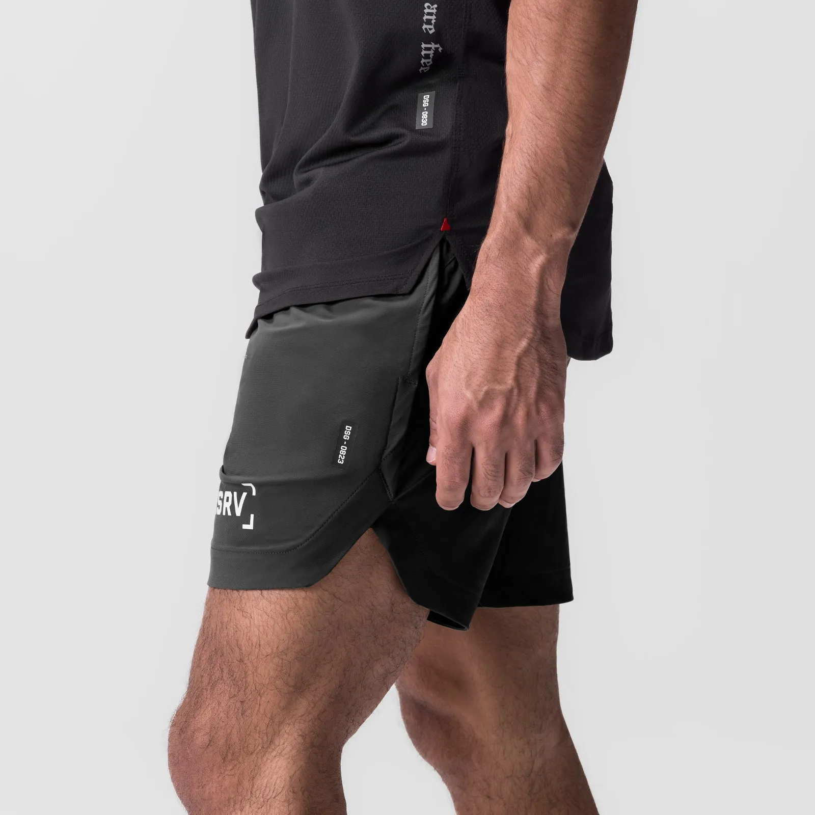 Sport Fit Organic Cotton 0823. Tetra-Lite? 7" Linerless Short - Black "Bracket"