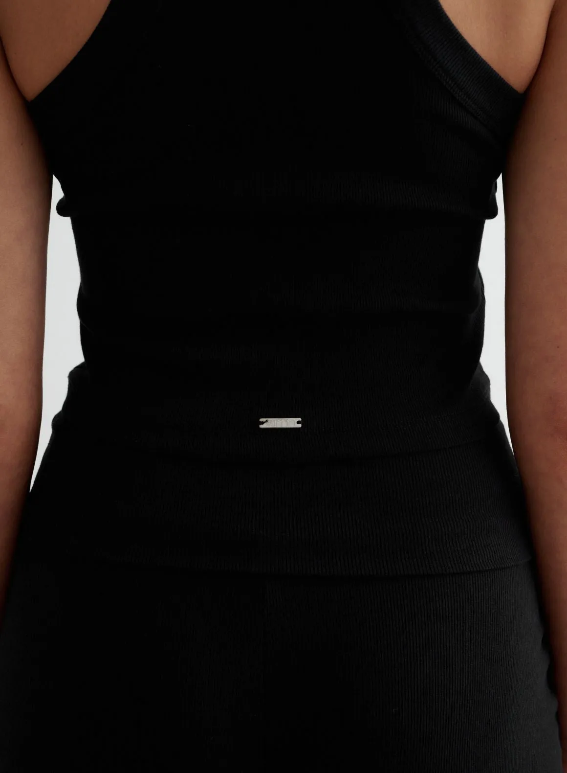 Black Ease Ribbed Tank Top Body Mapping Design