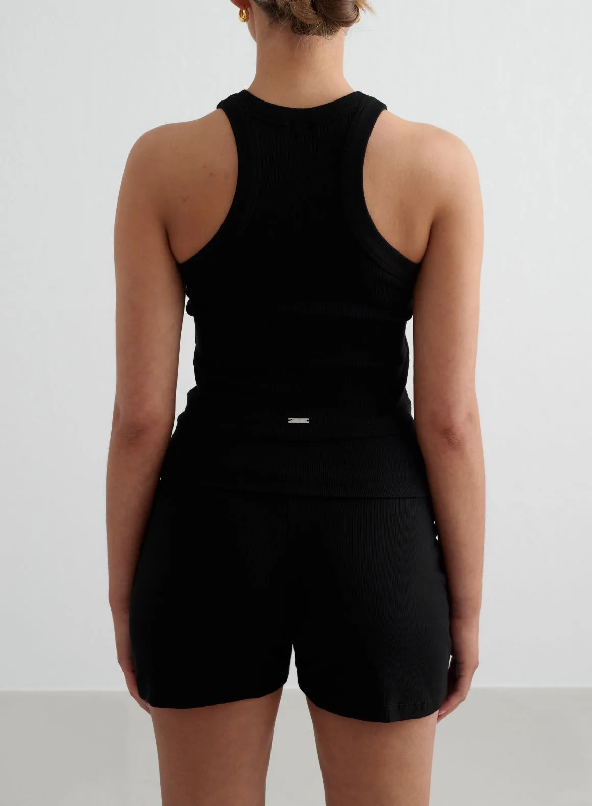 Black Ease Ribbed Tank Top TemperatureRegulating Fabric reconnaissance