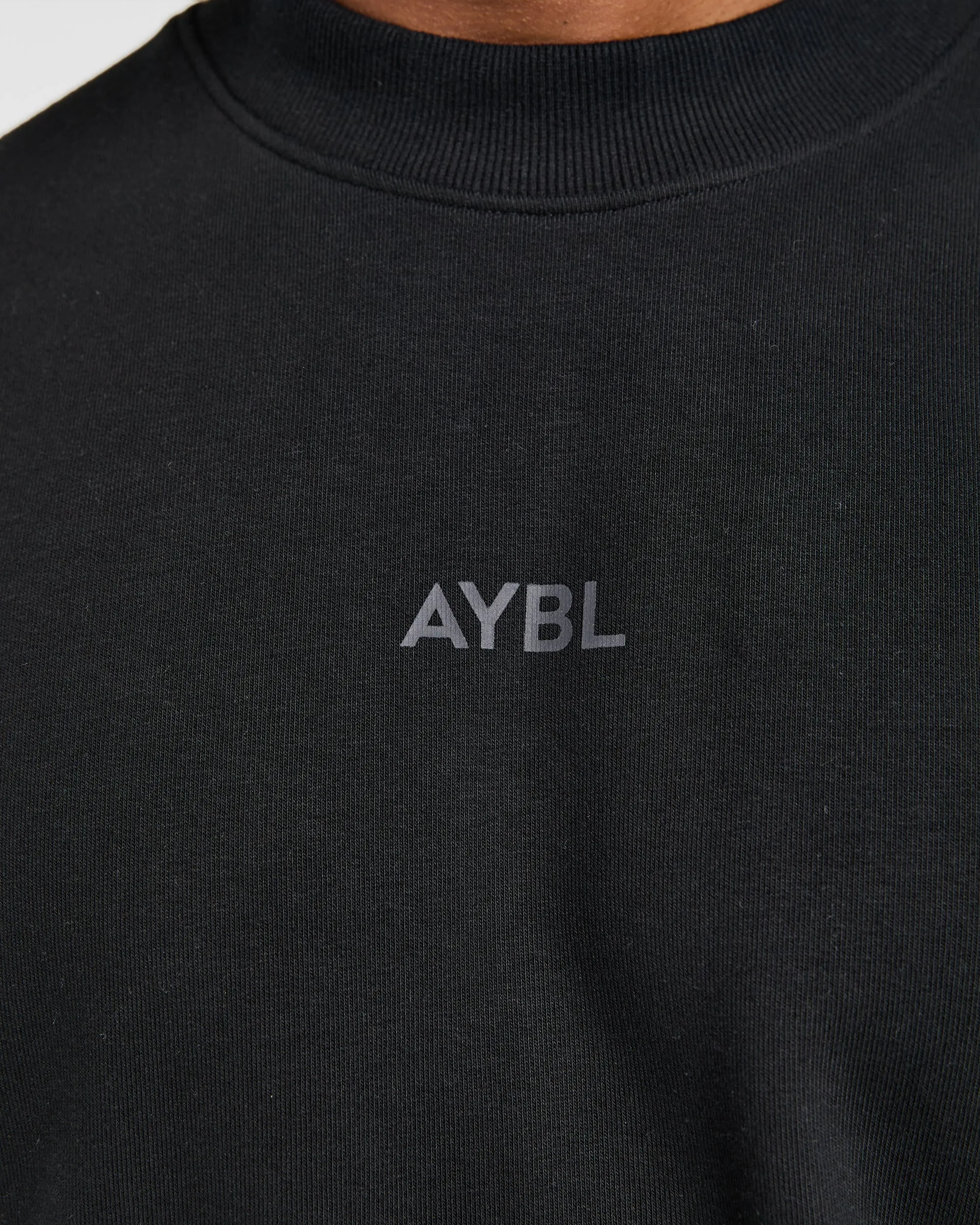 Drop Shoulder Construction Craft Oversized Sweater - Black