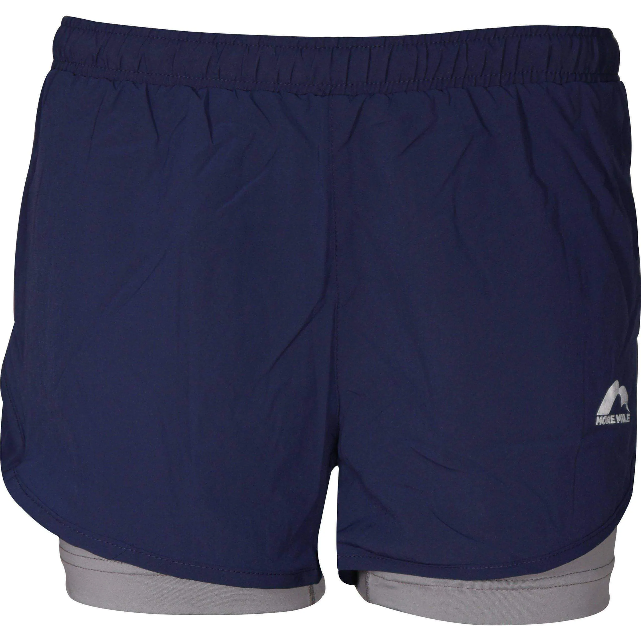 tropical style Snag Free Fabric Technology More Mile Conquer 2 in 1 Womens Running Shorts - Navy