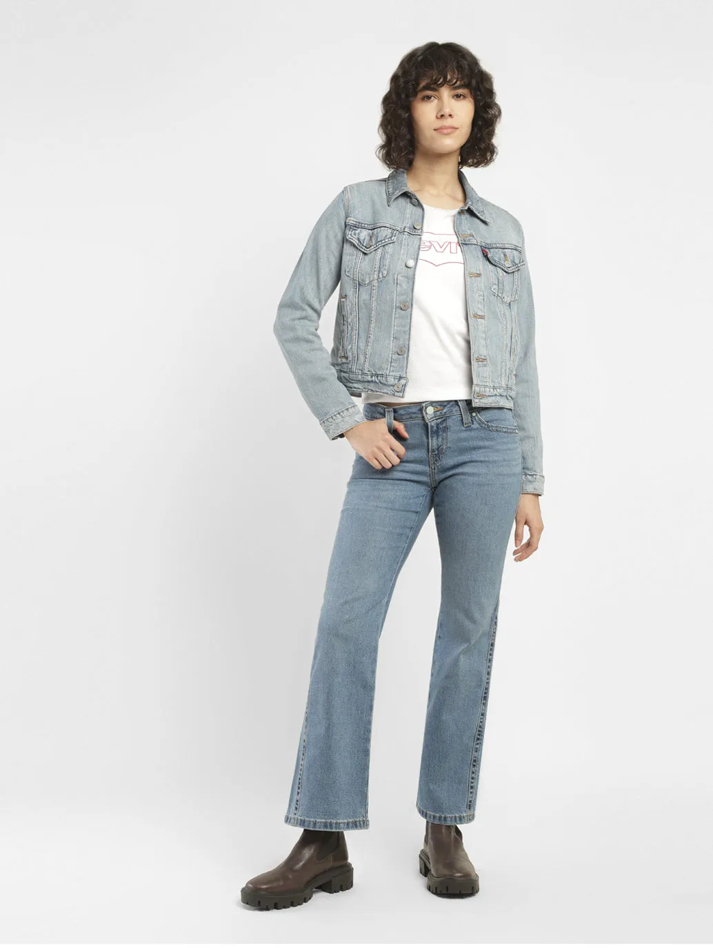 Women's Blue Bootcut Fit Mid Rise Jeans Fashion Lover Outdoor Enthusiast