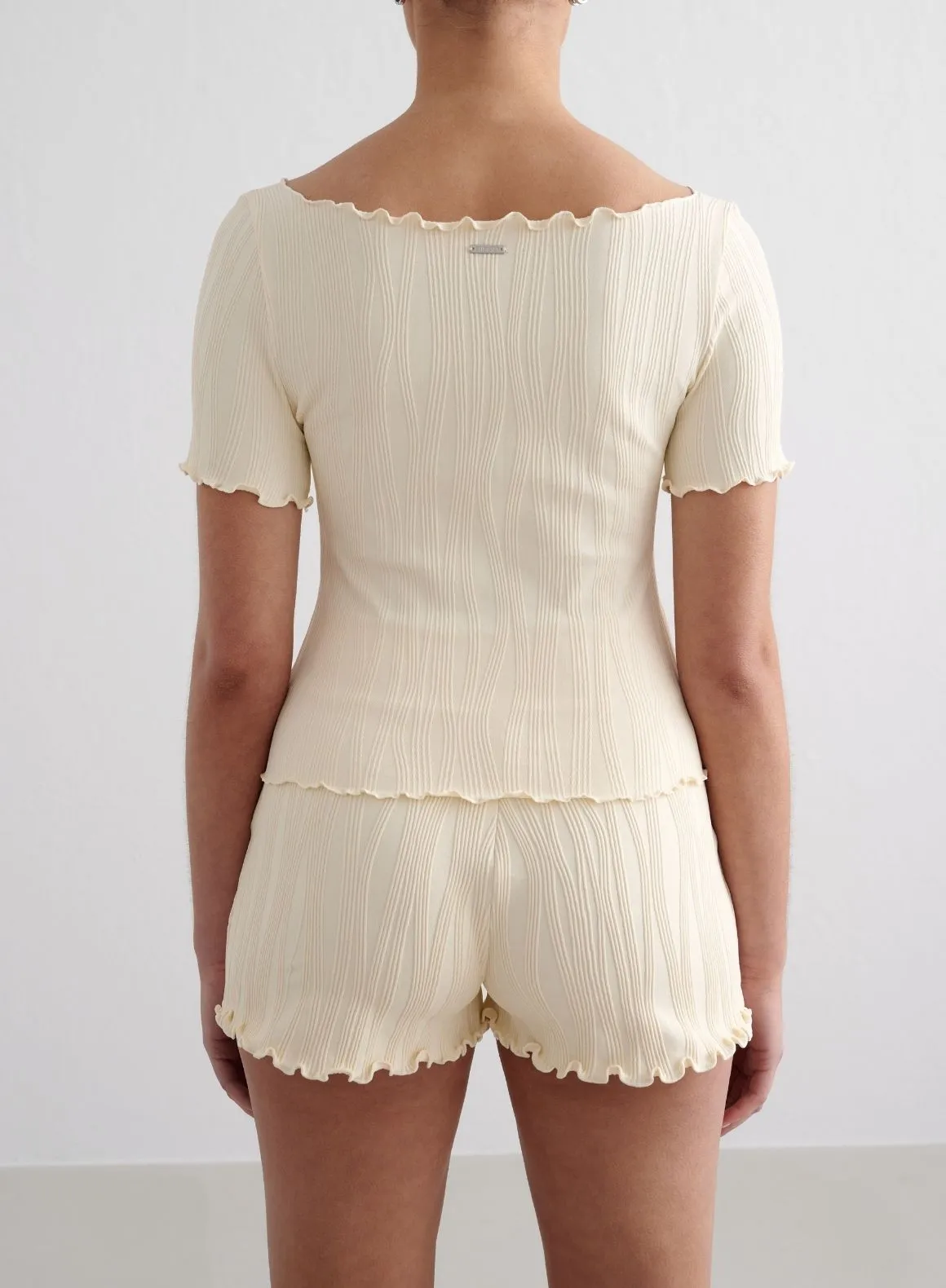Almond White Tulip Short Sleeve Top Fresh Trend