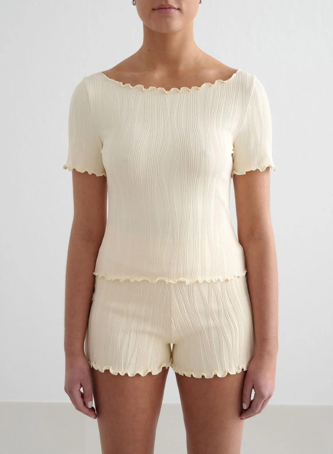 Almond White Tulip Short Sleeve Top LowImpactDye Buttery Soft Fabric