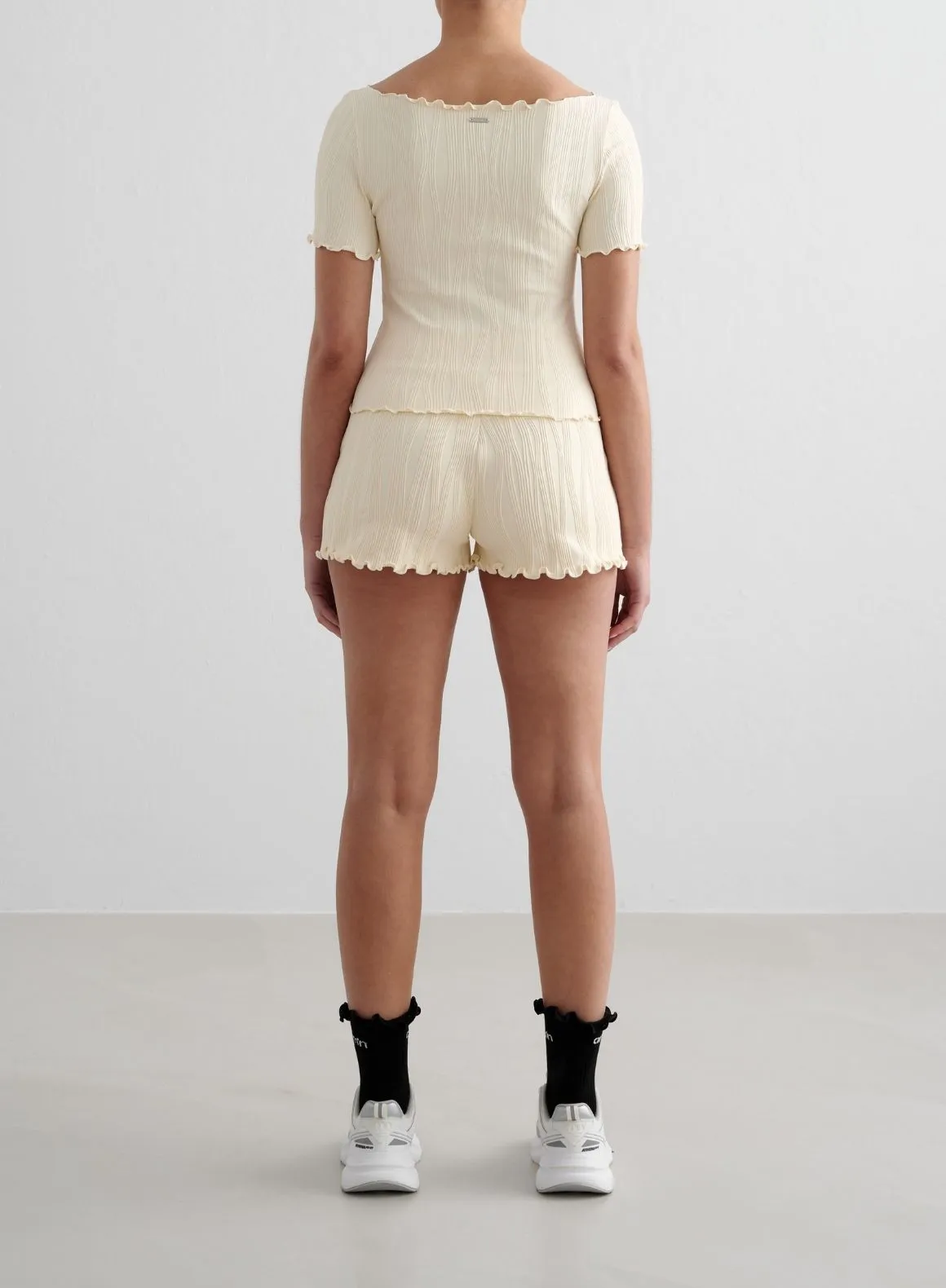 Almond White Tulip Short Sleeve Top Timeless and Chic