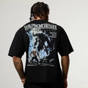 Vanquish Olympus Black Minotaur Oversized Boxy T Shirt Tagless Neckline Sporty Look
