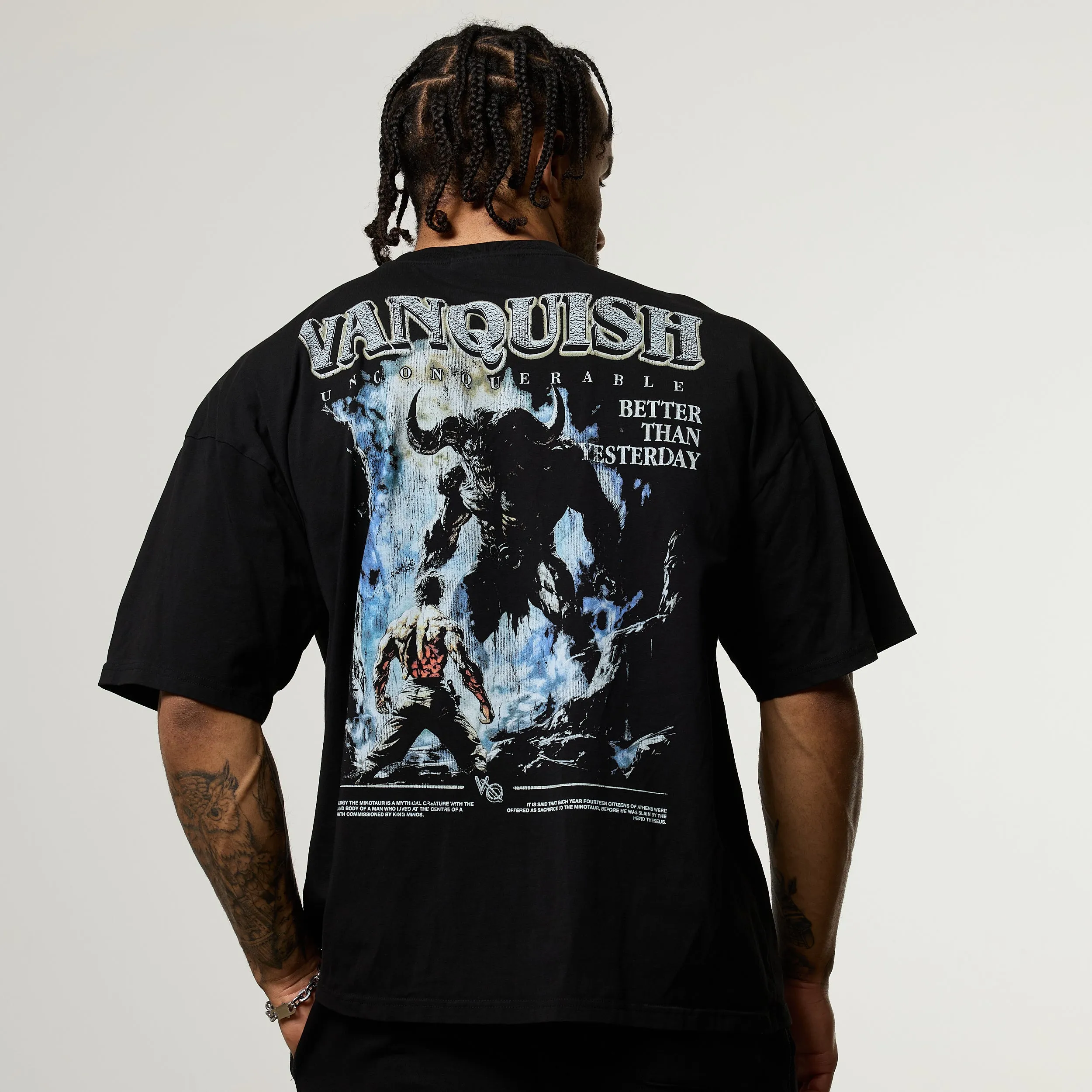 Vanquish Olympus Black Minotaur Oversized Boxy T Shirt Tagless Neckline Sporty Look