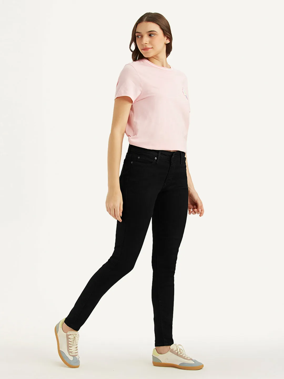Women's 711 Black Skinny Fit Mid Rise Jeans Core Item