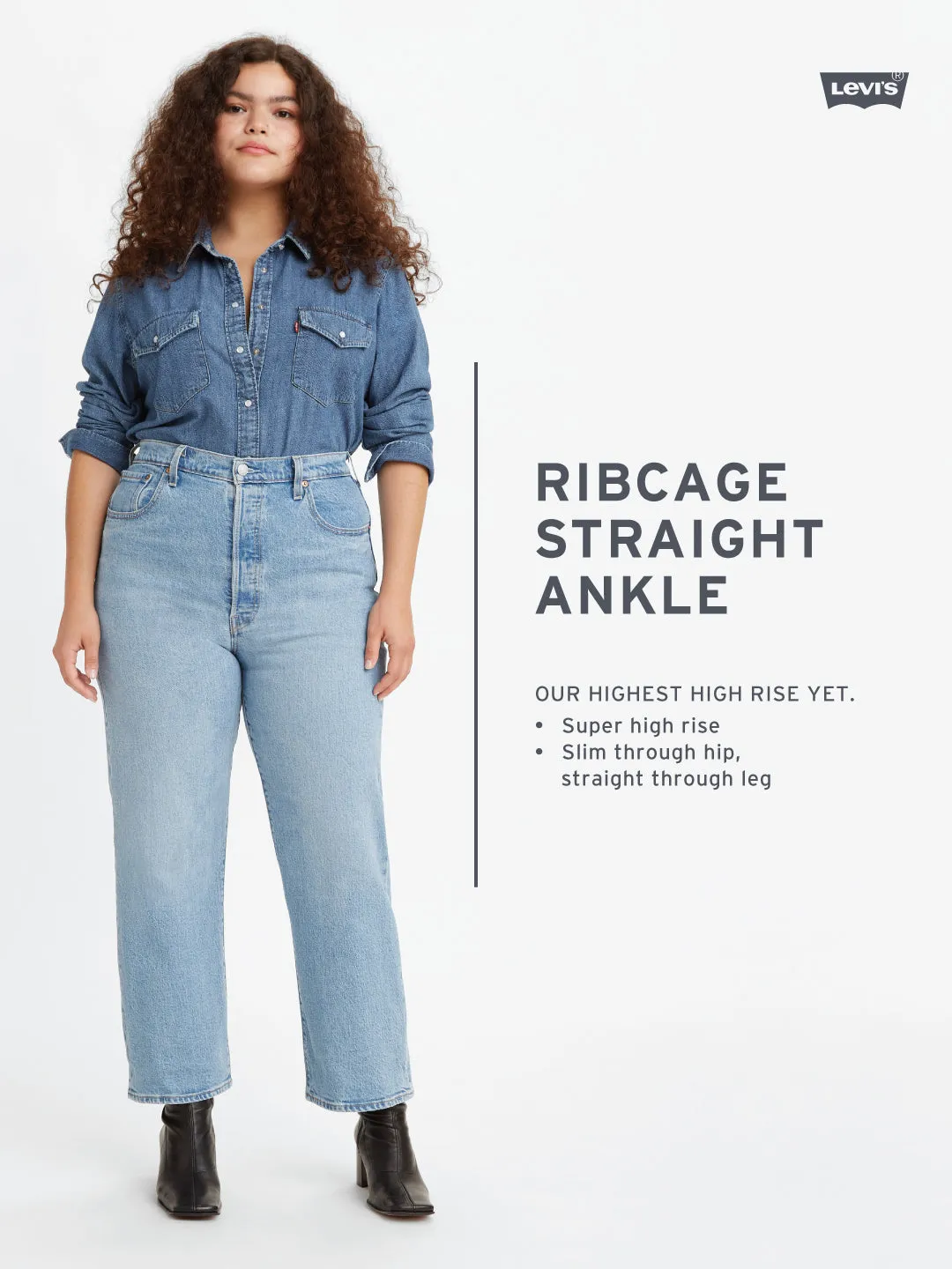 Women's Brown Ribcage Straight Fit High Rise Jeans Smart Utility Easy Style