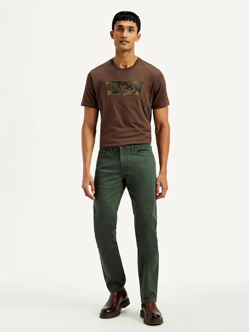 Relax Fit Men's 511 Dark Green Overdyed Slim Fit Mid Rise Jeans