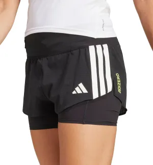 adidas Adizero Gel Pocket 2 In 1 Womens Running Shorts - Black Heels Adjustable drawstring