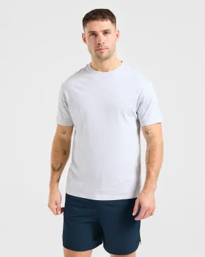 No Fade Technology Retro Style Essential T Shirt - Light Grey Marl