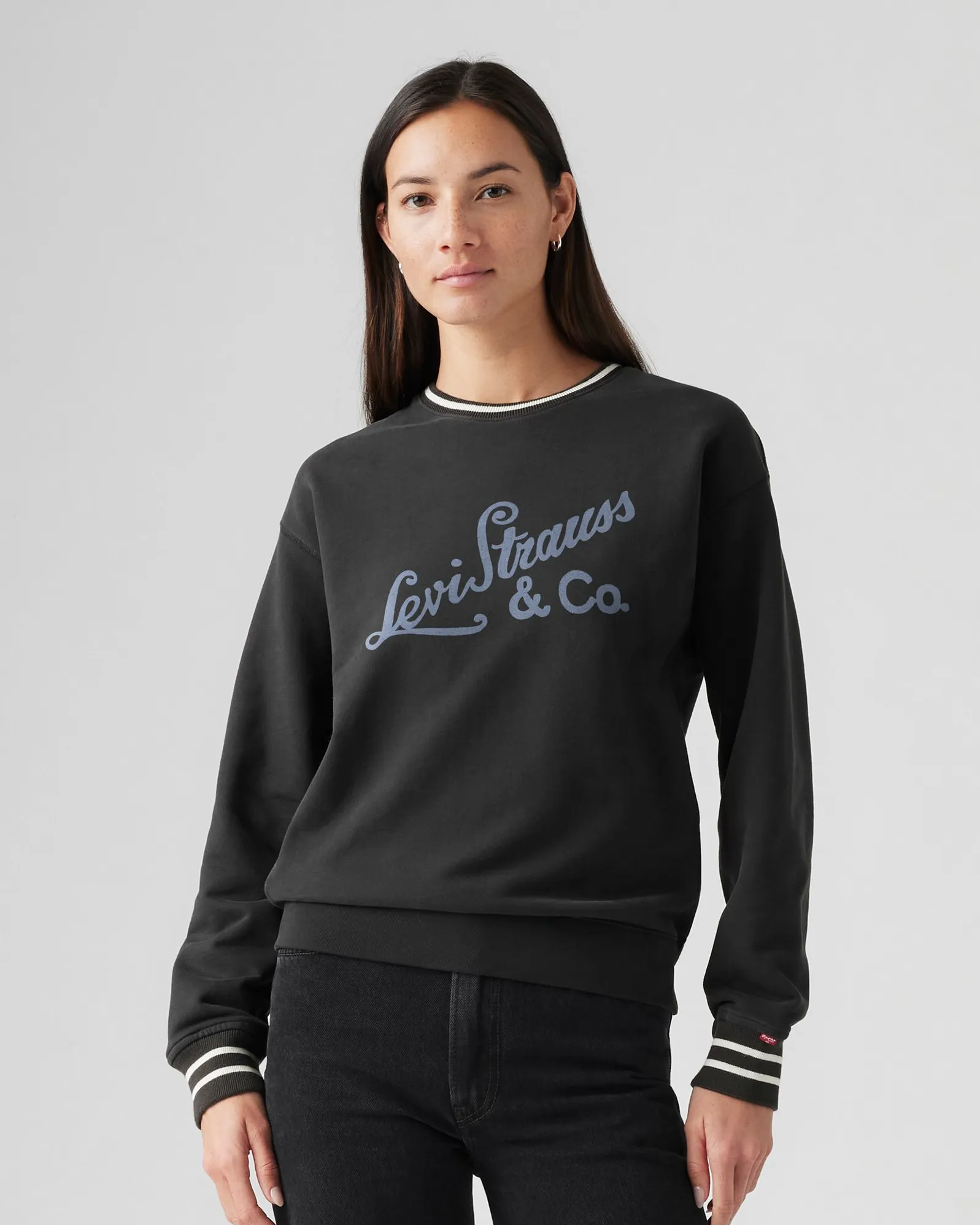 Levi's? Womens GL Heritage Sport Crew Sweat - Archival Script / Pirate Black Day To Day Perfect Fit