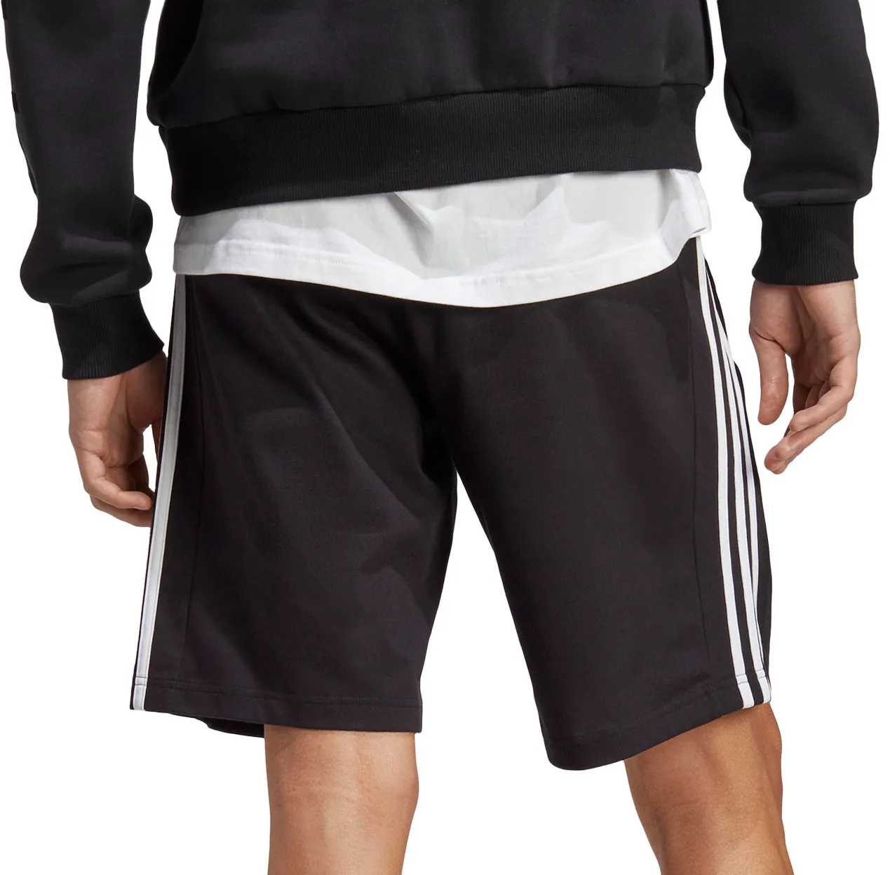 adidas Essentials 3 Stripes 10 Inch Mens Shorts - Black Trendy Vibe colorfast