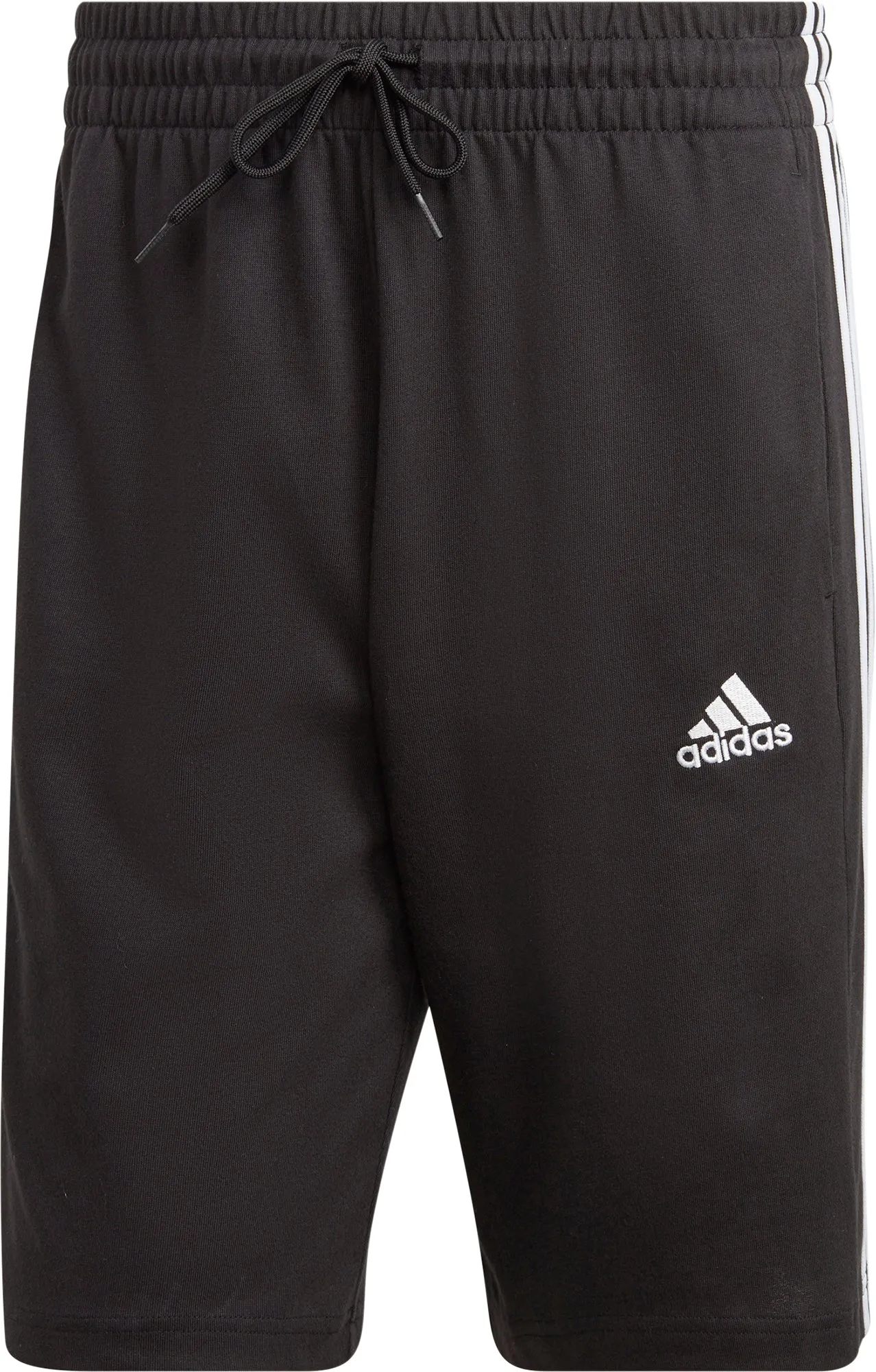 Elastic Waistband Design Stretch Woven Fabric adidas Essentials 3 Stripes 10 Inch Mens Shorts - Black