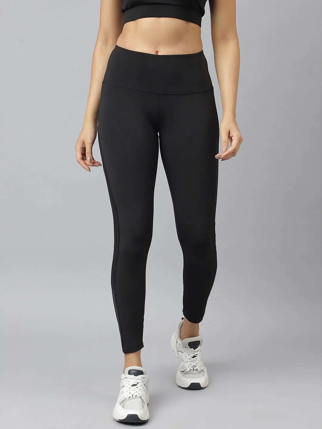 Alcis Women Black Anti-Static Slim-Fit Full-Length All-Day Long Tights Skin Friendly Casual Wearer