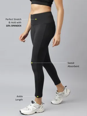 Alcis Women Black Anti-Static Slim-Fit Full-Length All-Day Long Tights Mountain Hike Trend Seeker