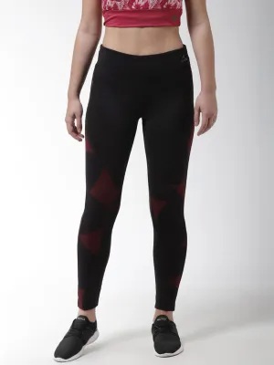 Alcis Women Black Maroon Printed Training Tights No irritation