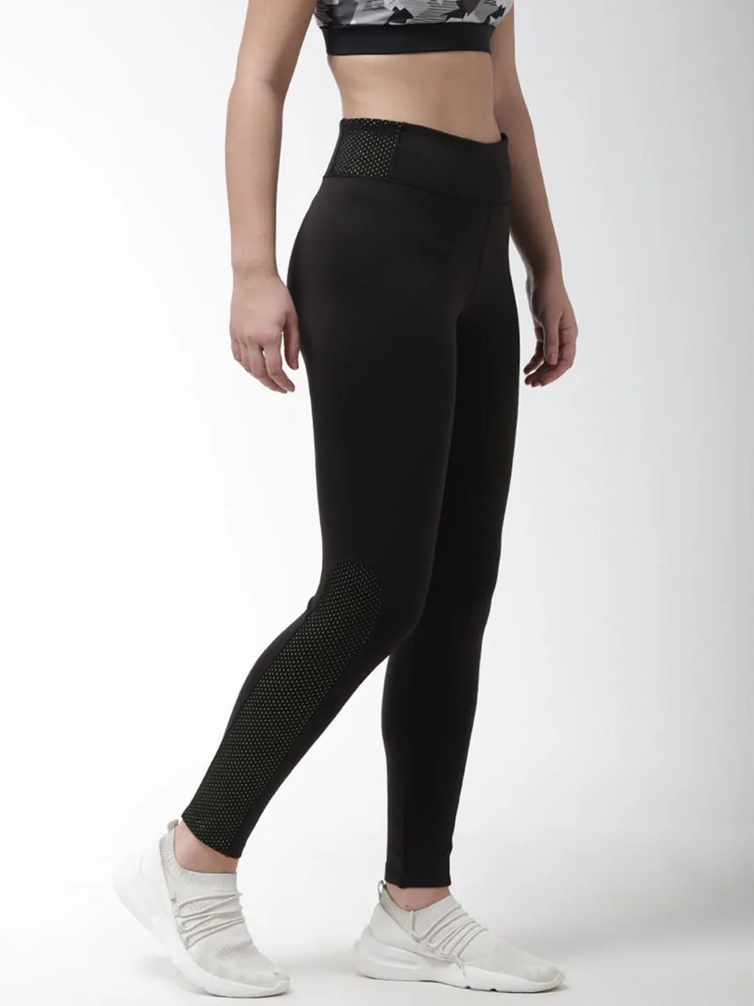 Alcis Women Black Solid Training Tights Training Look Morning Jog Outdoor Lover