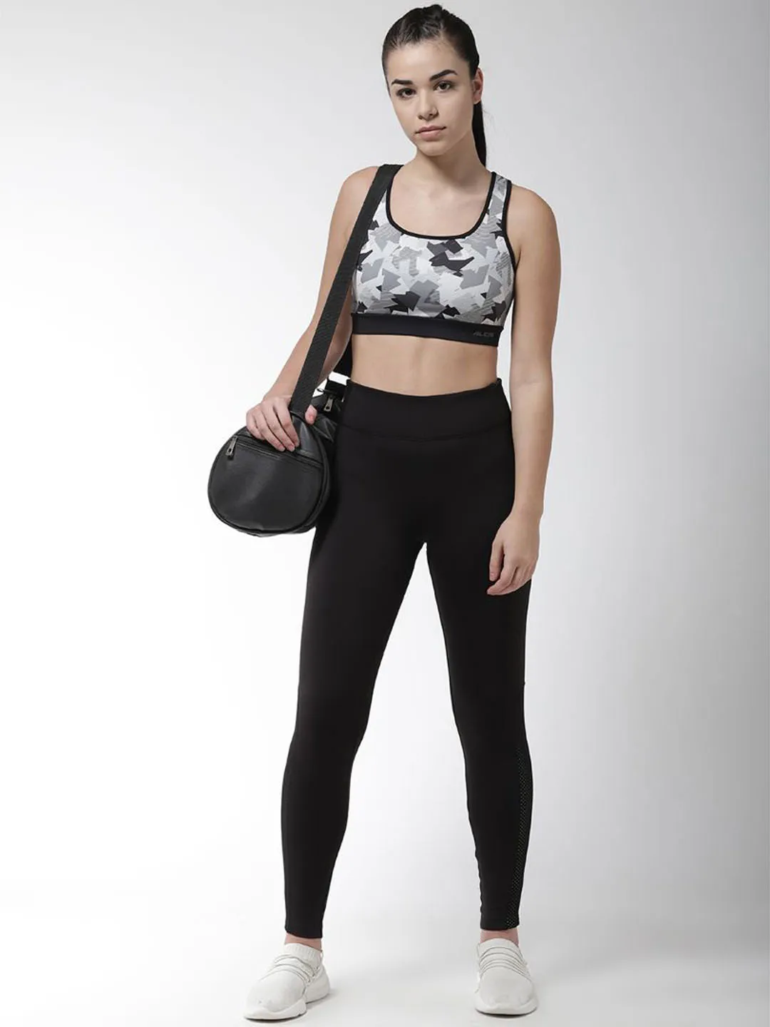 Alcis Women Black Solid Training Tights Stretch Fit Outdoor Lover