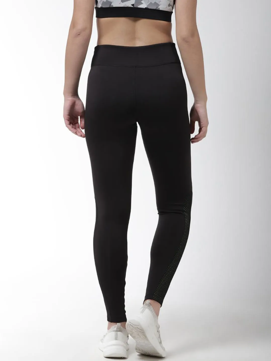 Quick Dry Camping Gear Alcis Women Black Solid Training Tights