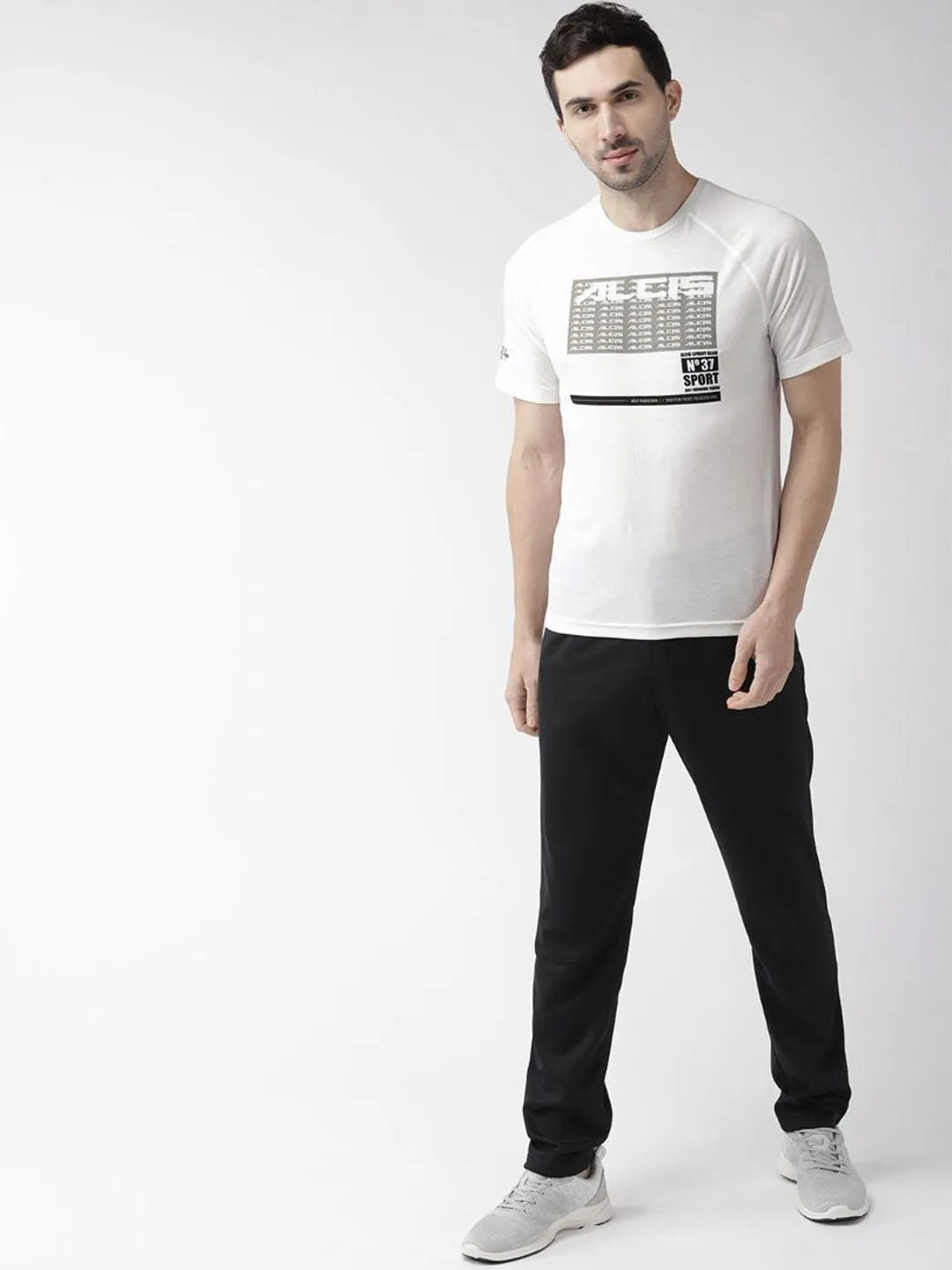 Semi Formal OdorControlClothing Alcis Men White Printed Round Neck T-shirt